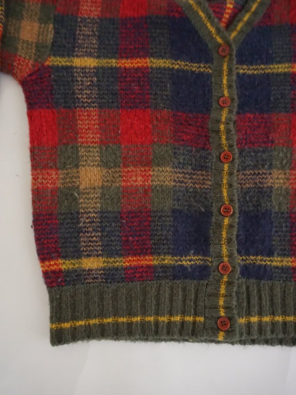 Vintage Alfred Dunner Red Navy Tartan Button Front Grandpa Cardigan S - Picture 7 of 9